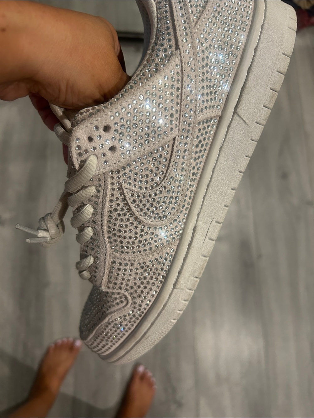NWT Cactus Plant Flea Market x Swarovski x Nike Dunk Low 'Pure Platinum' Sneaker - Picture 10 of 14